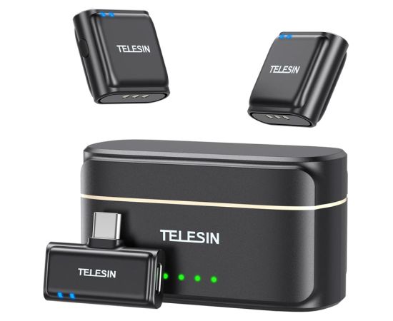 TELESIN wireless tie microphone + powerbank for phones (USB-C) Aksesuāri sporta kamerām