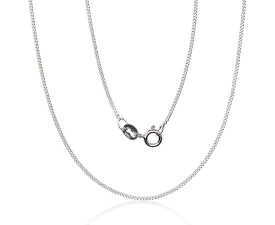 Sudraba ķēdīte Kartjē 1 mm, dimantu apstrādājums #2400135(PRh-Gr), Sudrabs 925°, rodijs (pārklājums), garums: 38 cm, 1.3 gr. Ķēdītes