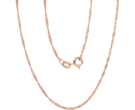 Sudraba ķēdīte Singapūra 1,5 mm, dimantu apstrādājums #2400093(PAu-R), Sudrabs 925°, sarkanais zelts (pārklājums), garums: 50 cm, 1.8 gr.  Ar zelta pārklājumu