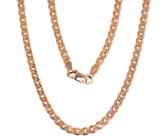 Sudraba ķēdīte Mona Liza 3.1 mm, dimantu apstrādājums #2400077(PAu-R), Sudrabs 925°, sarkanais zelts (pārklājums), garums: 50 cm, 8.8 gr.  Ar zelta pārklājumu