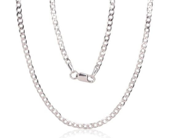 Sudraba ķēdīte Kartjē 2.5 mm, dimantu apstrādājums #2400073(PRh-Gr), Sudrabs 925°, rodijs (pārklājums), garums: 60 cm, 6.7 gr. Viriešiem