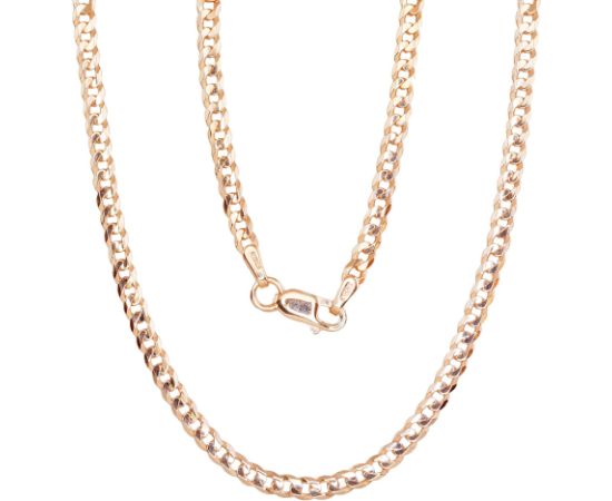 Sudraba ķēdīte Kartjē 2.5 mm, dimantu apstrādājums #2400073(PAu-R), Sudrabs 925°, sarkanais zelts (pārklājums), garums: 50 cm, 5.5 gr. Viriešiem