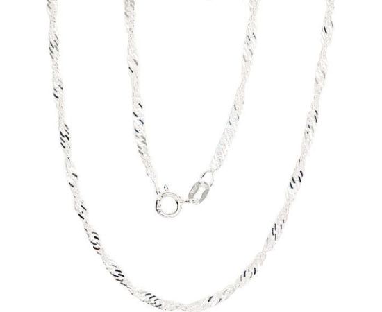 Sudraba ķēdīte Singapūra 2,5 mm, dimantu apstrādājums #2400071, Sudrabs 925°, garums: 45 cm, 3.8 gr. Ķēdītes