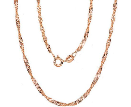 Sudraba ķēdīte Singapūra 2,5 mm, dimantu apstrādājums #2400071(PAu-R), Sudrabs 925°, sarkanais zelts (pārklājums), garums: 50 cm, 4.2 gr.  Ar zelta pārklājumu