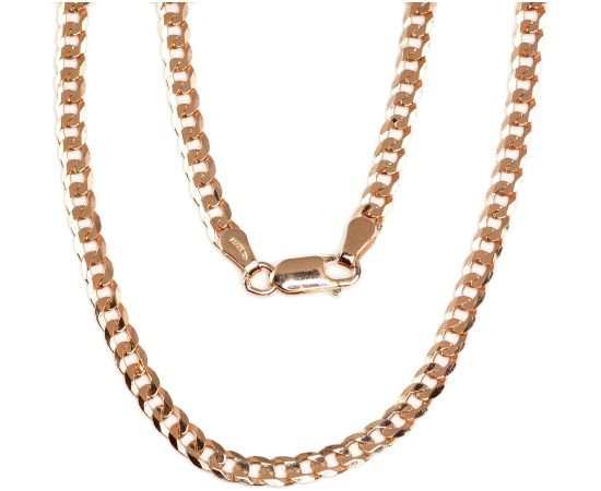 Sudraba ķēdīte Kartjē 3.9 mm, dimantu apstrādājums #2400070(PAu-R), Sudrabs 925°, sarkanais zelts (pārklājums), garums: 50 cm, 10.8 gr. Viriešiem