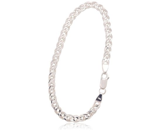 Sudraba ķēdīte Mona Liza 4,9 mm, dimantu apstrādājums #2400062-bracelet, Sudrabs 925°, garums: 17 cm, 5.5 gr. Aproces-ķēdītes