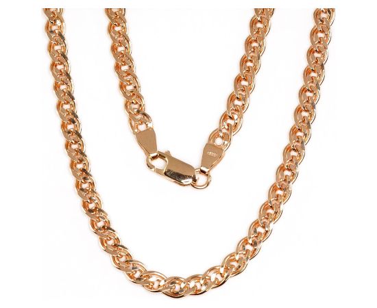 Sudraba ķēdīte Mona Liza 4,9 mm, dimantu apstrādājums #2400062(PAu-R), Sudrabs 925°, sarkanais zelts (pārklājums), garums: 55 cm, 16.9 gr.  Ar zelta pārklājumu