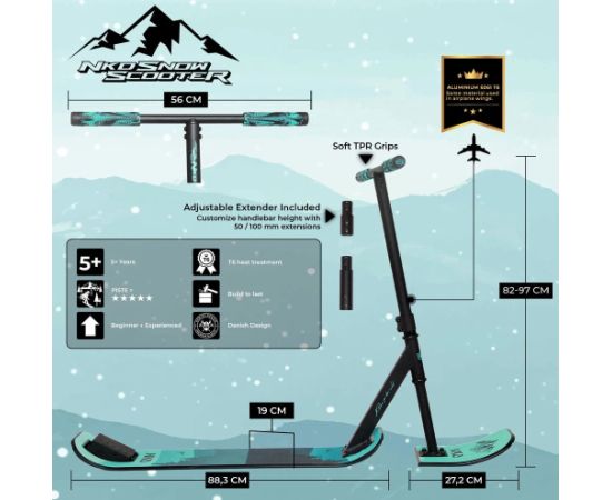 Sniega triku skrejritenis NKD Snow stunt  82 cm - 87 cm - 92 cm Black/Mint Skrejriteņi