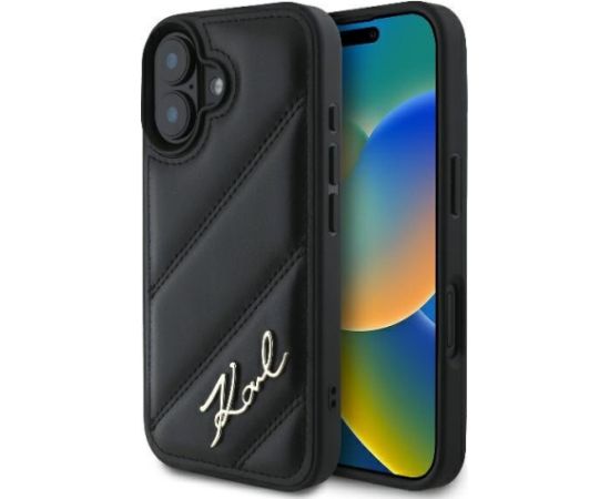 Karl Lagerfeld Quilted Signature Aizsargapvalks Priekš Apple iPhone 16 Plus Neoriģinālie Maciņi