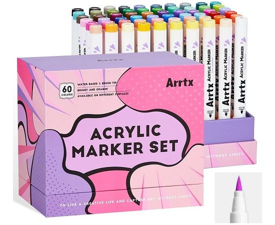Acrylic Marker Pens ARRTX, 60 Colors, Anime Colors Marķieri