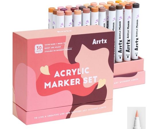 Acrylic Marker Pens ARRTX 30C, 30 Colours, Skin Tone Marķieri