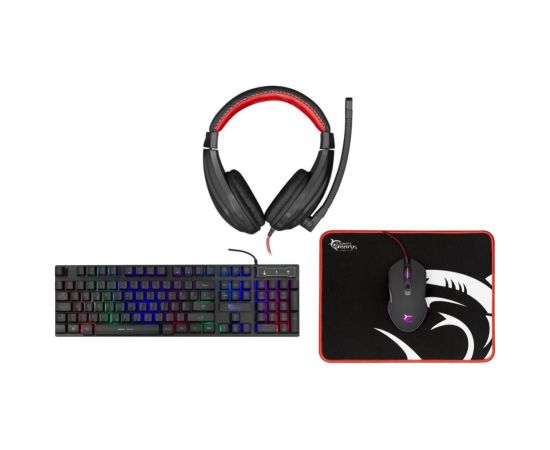 White Shark   COMANCHE-3Gaming set for beginners, gaming keyboard, gaming mouse, gaming headset and mouse pad Black Klaviatūras
