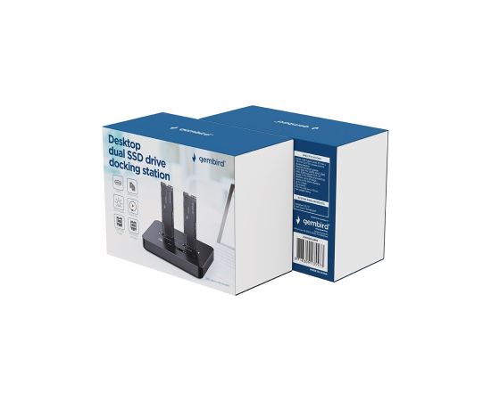 Gembird DD2-U3M2 Desktop dual drive USB Type-C M.2 NVME (and SATA) SSD docking station, black Datoru dokstacijas