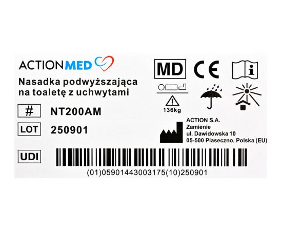 Actionmed Nasadka podwyższająca na toaletę z uchytwami Jaunumi - Sports