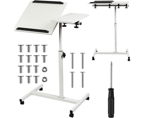Maclean mobile desk/laptop stand, white, height adjustment 59-89cm, max. 30kg , MC-121 W Jaunumi -Dārzam