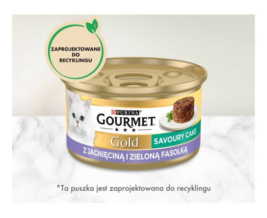 Purina GOURMET GOLD - Savoury Cake with Lamb and Green Beans 85g Kaķu konservi