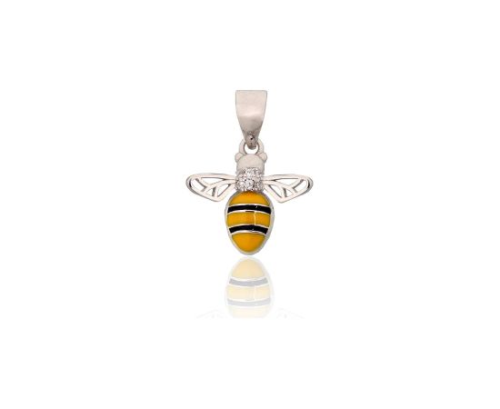 Sudraba kulons #2302045(PRh-Gr)_CZ+ML-Y+ML-BK, Sudrabs 925°, rodijs (pārklājums), Cirkoni, Juvelieru emalja, 0.8 gr. Sieviešu