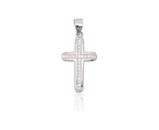 Серебряный кулон #2302034(PRh-Gr)_CZ, Серебро 925°, родий (покрытие), Цирконы, 1.2 гр. Krustiņi un ikonas