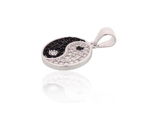 Серебряный кулон #2301990(PRh-Gr+PRh-Bk)_CZ+CZ-BK, Серебро 925°, родий (покрытие), Цирконы, 1.6 гр. Sieviešu