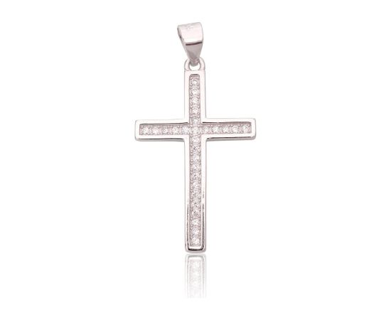 Sudraba kulons #2301980(PRh-Gr)_CZ, Sudrabs 925°, rodijs (pārklājums), Cirkoni, 1.5 gr. Krustiņi un ikonas