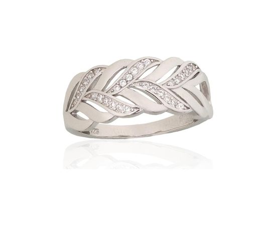 Sudraba gredzens #2102005(PRh-Gr)_CZ, Sudrabs 925°, rodijs (pārklājums), Cirkoni, Izmērs: 17.5, 2.8 gr. Sieviešu