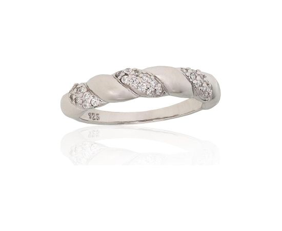 Sudraba gredzens #2102003(PRh-Gr)_CZ, Sudrabs 925°, rodijs (pārklājums), Cirkoni, Izmērs: 19, 2.6 gr. Sieviešu