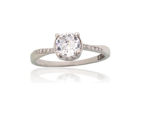 Серебряное кольцо #2102000(PRh-Gr)_CZ, Серебро 925°, родий (покрытие), Цирконы, Размер: 19, 2.3 гр. Sieviešu