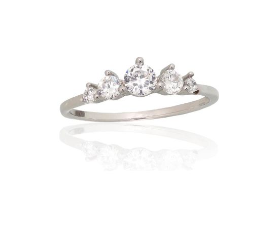 Серебряное кольцо #2101999(PRh-Gr)_CZ, Серебро 925°, родий (покрытие), Цирконы, Размер: 16.5, 1.3 гр. Sieviešu