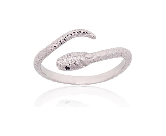 Серебряное кольцо #2101931(PRh-Gr)_CZ+CZ-BK, Серебро 925°, родий (покрытие), Цирконы, Размер: 16.5, 1.9 гр. Sieviešu