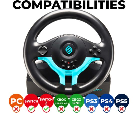 Subsonic Superdrive SV 250-S Driving Wheel Blue Edition Piederumi konsolēm