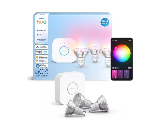 Philips Hue E WCA 345 GU10 3kit EU GU10 3 W 16 million colors, White and colored light Viedās lampas un spuldzes