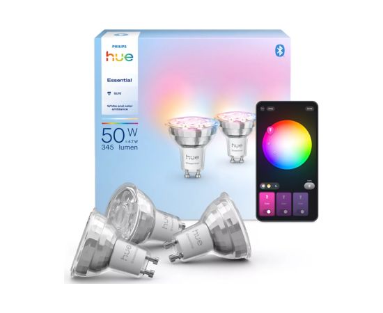 Philips Hue E WCA 345 GU10 3P EU E27 8 W 16 million colors, White and colored light Viedās lampas un spuldzes