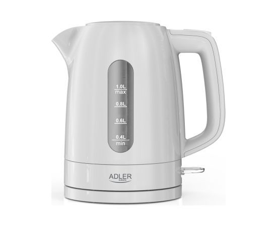 Adler Kettle AD 1380w Electric 2200 W 1 L Polypropylene 360° rotational base White Tējkannas (elektriskās)