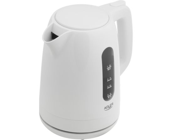 Adler Kettle AD 1380w Electric 2200 W 1 L Polypropylene 360° rotational base White Tējkannas (elektriskās)