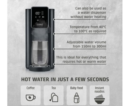 Caso Turbo Hot Water Dispenser HW 616 Water Dispenser 2600 W 2.5 L Plastic/Stainless Steel Black/Stainless Steel Чайники (электрические)