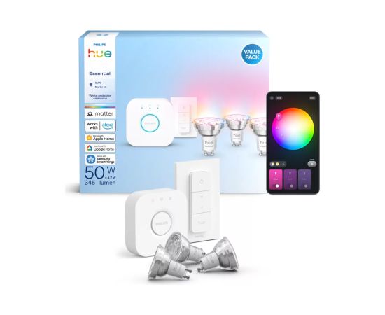 Philips Hue E WCA 345 GU10 3kit SW EU GU10 4.7 W 16 million colors, White and colored light Viedās lampas un spuldzes