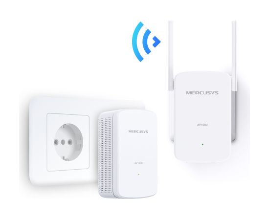 Mercusys AV1000 Gigabit Powerline Wi-Fi Kit MP510 KIT 1000 Mbit/s Ethernet LAN (RJ-45) ports 1 802.11n Усилители сигнала (Range Extender)