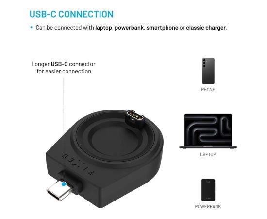 Fixed Charging USB-C adapter FIXED for smartwatch Garmin Fenix ​​5/6/7/7X/8, Epix, Venu 2/3/3S, Vívoactive 3/4/5 Новинки смартфонов и телефонов