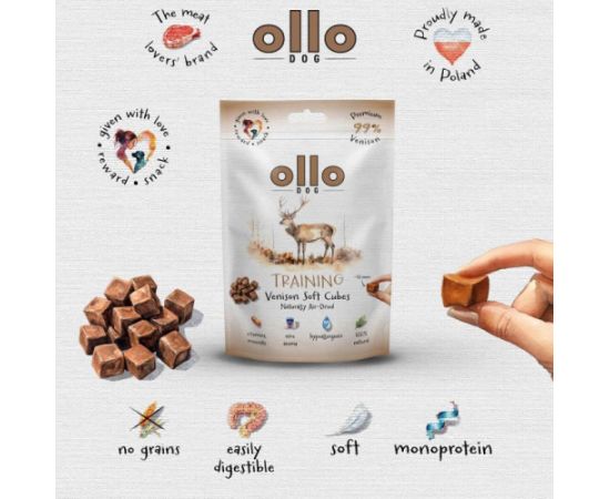 OLLO Air Dried Training Venison Cubes - dog treat - 80g Suņu barība