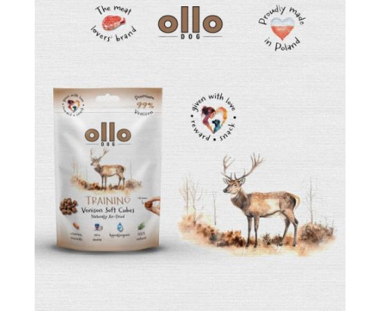 OLLO Air Dried Training Venison Cubes - dog treat - 80g Suņu barība