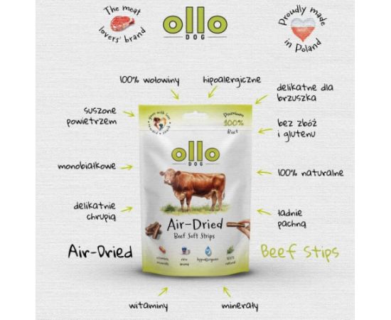 OLLO Air-Dried Beef strips - dog treat - 80g Suņu barība