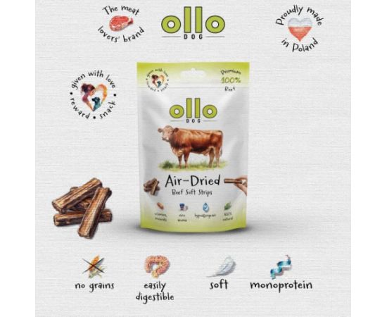 OLLO Air-Dried Beef strips - dog treat - 80g Suņu barība