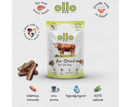 OLLO Air-Dried Beef strips - dog treat - 80g Suņu barība