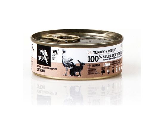 3COTY Turkey with rabbit - wet cat food - 80g Kaķu konservi