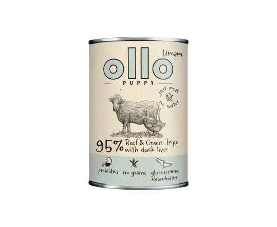 OLLO Puppy Umami Beef and Green Tripe with Duck Liver - wet dog food - 850g Suņu barība