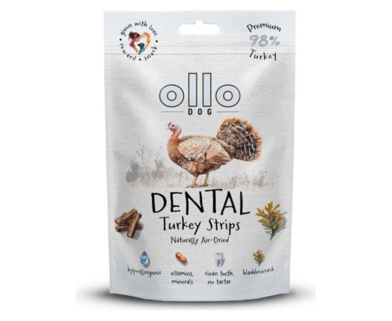 OLLO Air Dried Dental Turkey Strips - dog treat - 80g Suņu barība