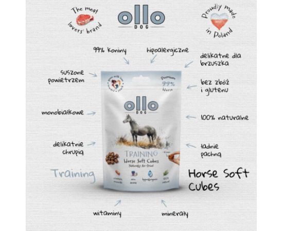 OLLO Air Dried Training Horse Cubes - dog treat - 80g Suņu barība