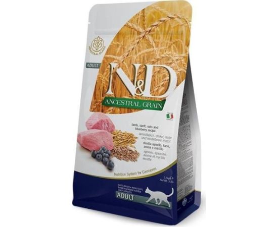 Farmina N&D ANCESTRAL GRAIN CAT LAMB, SPELT, OATS AND BLUEBERRY ADULT 1,5kg Kaķu sausā barība