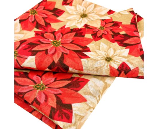 Galdautiņš CHRISTMAS NEW 136x220cm, puansetijas Jaunumi -Dārzam