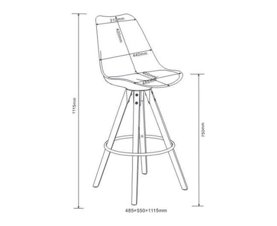 Барные стулья 2шт. DIMA 48,5x55xH111,5см, сиденье и спинка: кожзаменитель, цвет: белый Комплекты мебели для столовой